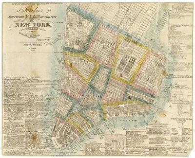 Nuovo piano tascabile di Hooker della città di New York, compilato e rilevato da William Hooker, 1842 da American School