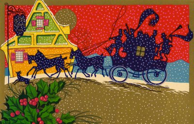 Carrozza trainata da cavalli alla vigilia di Natale da American School