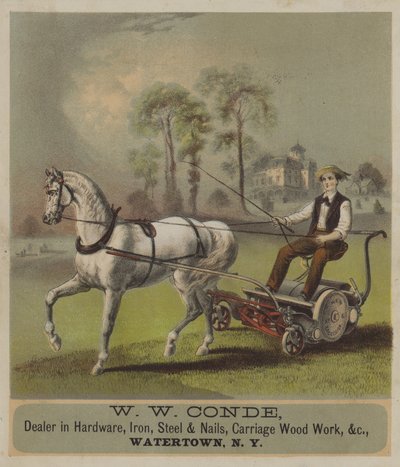 Cavallo che tira un tosaerba da American School