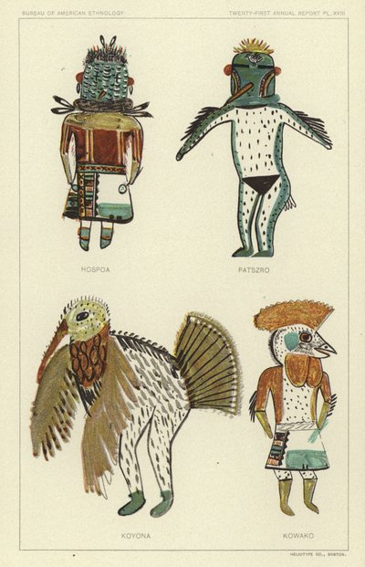 Hospoa, Paszro, Koyona, Kowako (litografia a colori) da American School