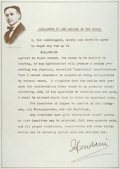 La sfida di Houdini a qualsiasi medium del mondo da American School