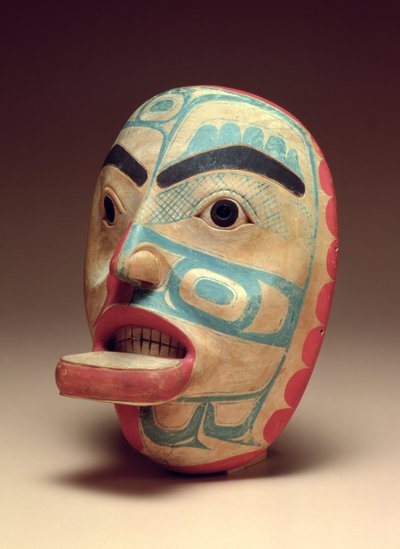 Maschera con volto umano, 1820 circa (legno dipinto) da American School