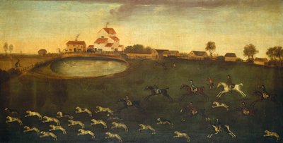 Scena di caccia con uno stagno, XVIII secolo da American School
