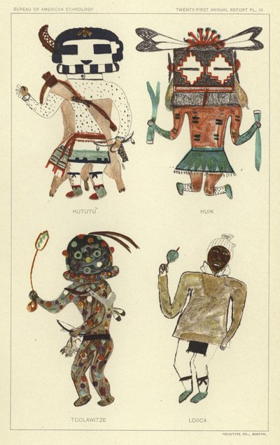 Hututu, Huik, Tcolawitze, Loiica (litografia a colori) da American School