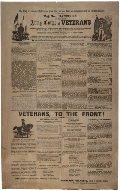 Manifesto di reclutamento illustrato di Filadelfia per il Primo Corpo d