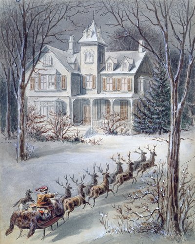 Illustrazione da Twas the Night Before Christmas scritto dal professor Clement Clarke Moore (1779-1863) da American School