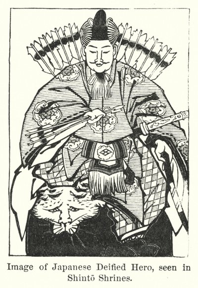 Immagine di un eroe deificato giapponese, visto nei santuari Shinto (incisione) da American School