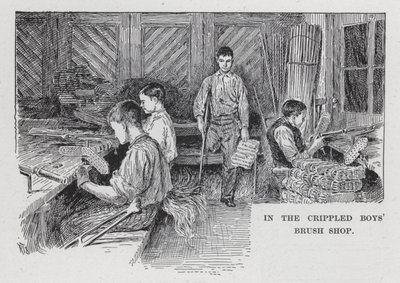 Nel negozio di spazzole dei ragazzi storpi (litografia) da American School