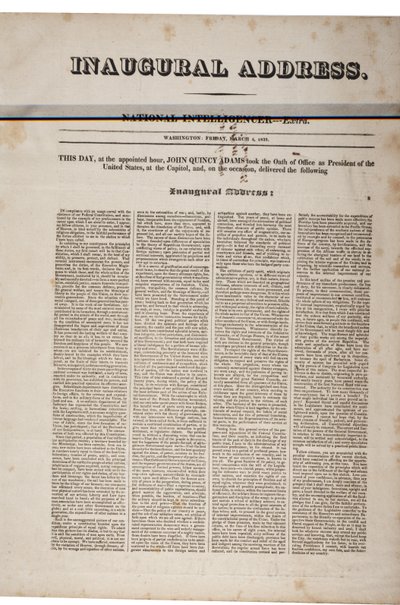 Discorso inaugurale di John Quincy Adams, 4 marzo 1825 da American School