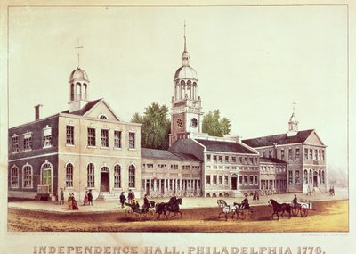 Independence Hall, Philadelphia, 1776, pubblicato da Nathaniel Currier (1813-88) e James Merritt Ives (1824-95) da American School