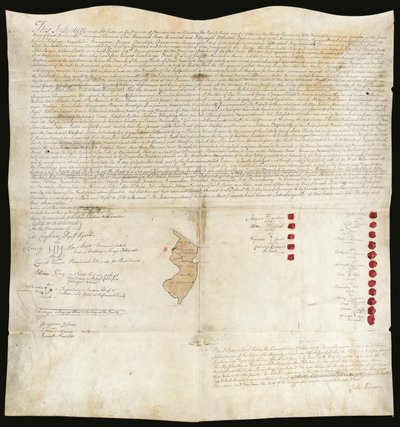 Trattato indiano, Conferenza di Easton, Pennsylvania, 23 ottobre 1758 (penna e inchiostro con cera su pergamena) da American School