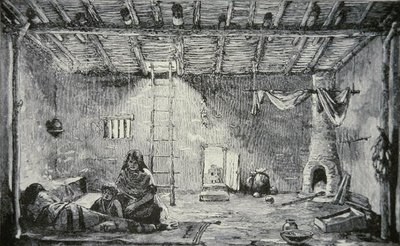 Interno di una casa Pueblo, c.1880 da American School