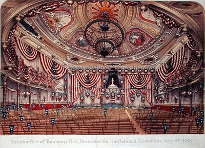 Vista interna della Tammany Hall, decorata per la Convenzione Nazionale del 4 luglio da American School