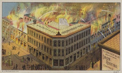 Edifici a prova di ferro per resistere al fuoco (cromolitografia) da American School