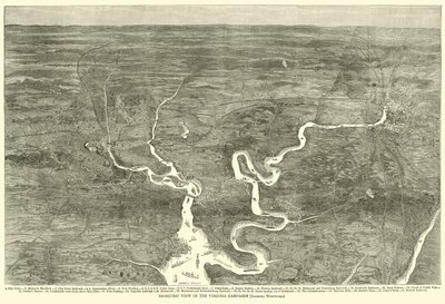 Vista isometrica della campagna della Virginia, guardando verso ovest, giugno 1864 da American School