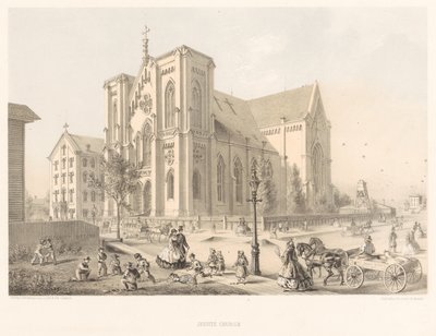 Chiesa dei Gesuiti, Chiesa della Sacra Famiglia, Chicago 1866 (litografia) da American School