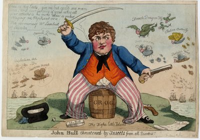 John Bull minacciato da insetti da tutte le parti, c.1813 da American School