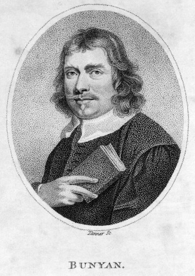 John Bunyan (1628-88) frontespizio a Il pellegrinaggio del cristiano, 1805 da American School