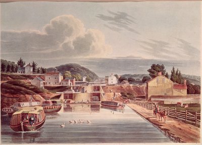Incrocio tra il Canale Erie e il Canale Settentrionale, inciso da J. Hill da American School