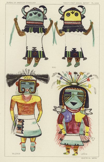 Kau, Muzribi, Lenya (litografia a colori) da American School