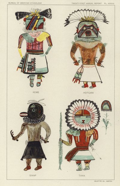 Keme, Hotcani, Siwap, Tawa (litografia a colori) da American School