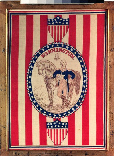 Fazzoletto che raffigura un ritratto equestre a figura intera di George Washington, c.1876 da American School