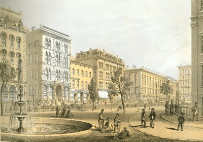 LaSalle Street da Courthouse Square, da Chicago Illustrated, con descrizioni letterarie di James W. Sheahan, pubblicato da Jevne & Almini, Chicago da American School