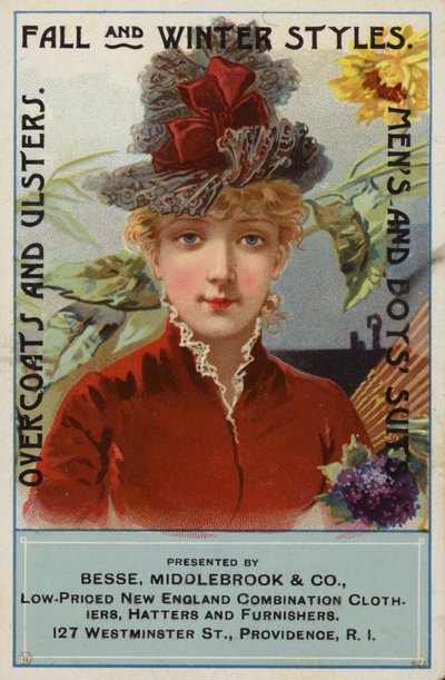 Signora in abito rosso e cappello da American School