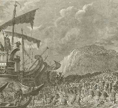 Sbarco dei Romani, sotto Cesare, in Britannia, 55 a.C. da American School