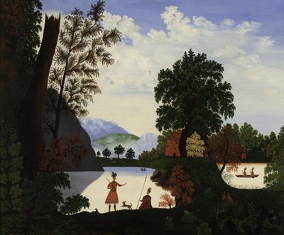 Paesaggio con indiani da American School
