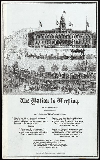 Processione funebre di Lincoln, pub. 1865 da American School