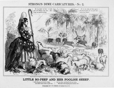 Little Bo-Peep e le sue pecore sciocche, pubblicato da T W Strong, New York, 1861 da American School