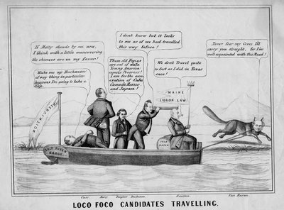Candidati Loco Foco che viaggiano sul sistema dei canali, pubblicato da J Childs, New York, c.1848 da American School