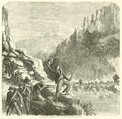 Cecchini di Longstreet attaccano un treno federale sopra Chattanooga, ottobre 1863 da American School