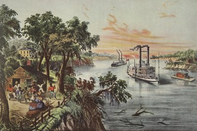 Bassa marea nel Mississippi, pub. 1868, Currier & Ives da American School