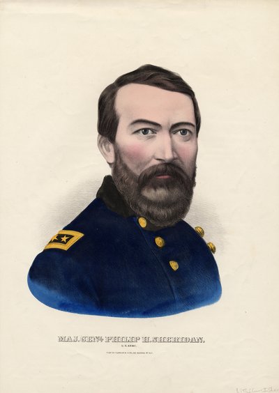 Mag. Gen. Philip H. Sheridan, Esercito degli Stati Uniti, pub. da Currier & Ives, c.1862-65 da American School