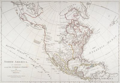 Mappa che raffigura il Nord America diviso dai poteri europei, 1774 da American School
