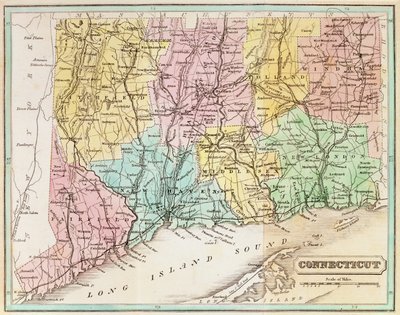 Mappa del Connecticut, da 