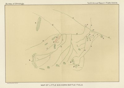 Mappa del campo di battaglia di Little Big Horn da American School