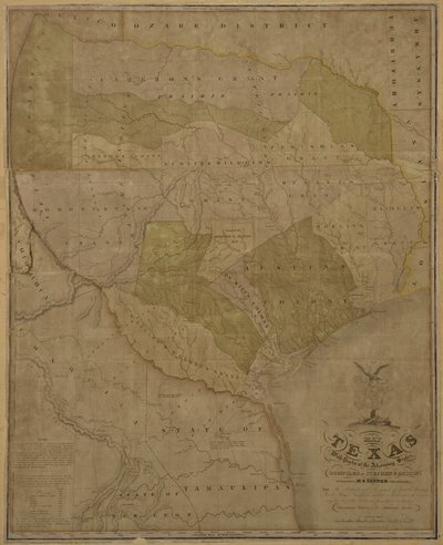 Mappa del Texas con parti degli stati adiacenti da American School