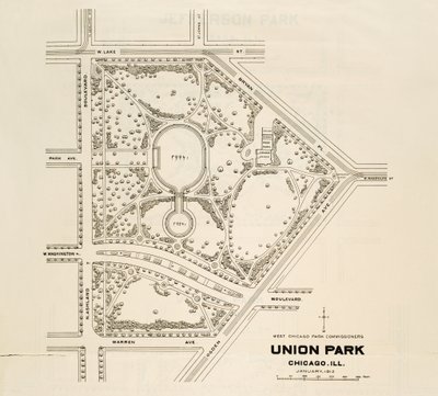 Mappa di Union Park, Chicago, Illinois da American School