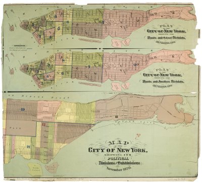 Mappa della città di New York, che mostra le sue divisioni politiche e suddivisioni da American School