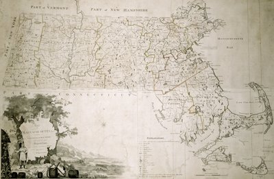 Mappa dello stato del Massachusetts, 1801 da American School