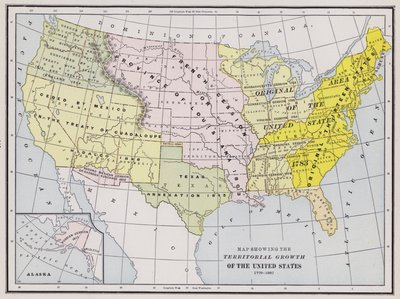 Mappa che mostra la crescita territoriale degli Stati Uniti da American School