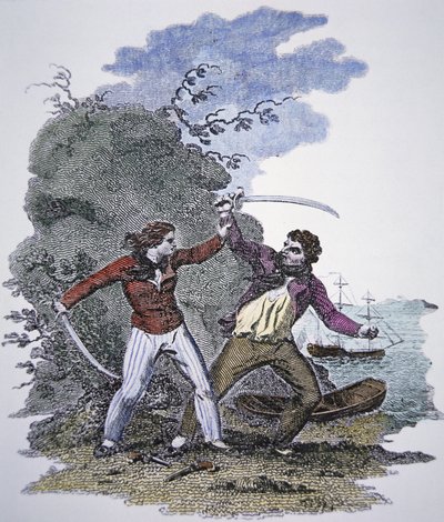 Mary Read combatte un altro pirata per salvare la vita del suo amante da American School