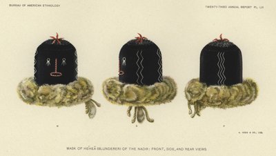 Maschera di Hehea (blunderer) del nadir (litografia a colori) da American School