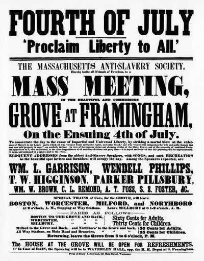 Manifesto della Massachusetts Anti-Slavery Society che proclama Libertà per Tutti nel Giorno dell