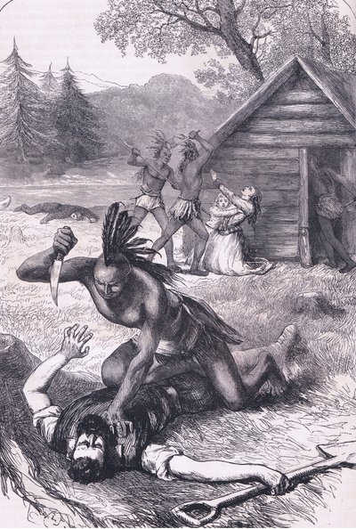 Massacro dei coloni, illustrazione da Cassell