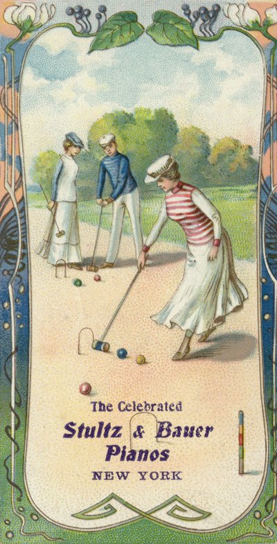 Uomini e donne che giocano a croquet da American School
