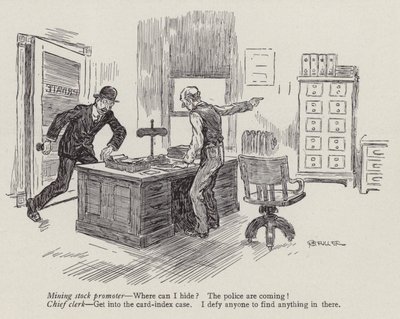 Promotore di azioni minerarie in fuga dalla polizia (litografia) da American School